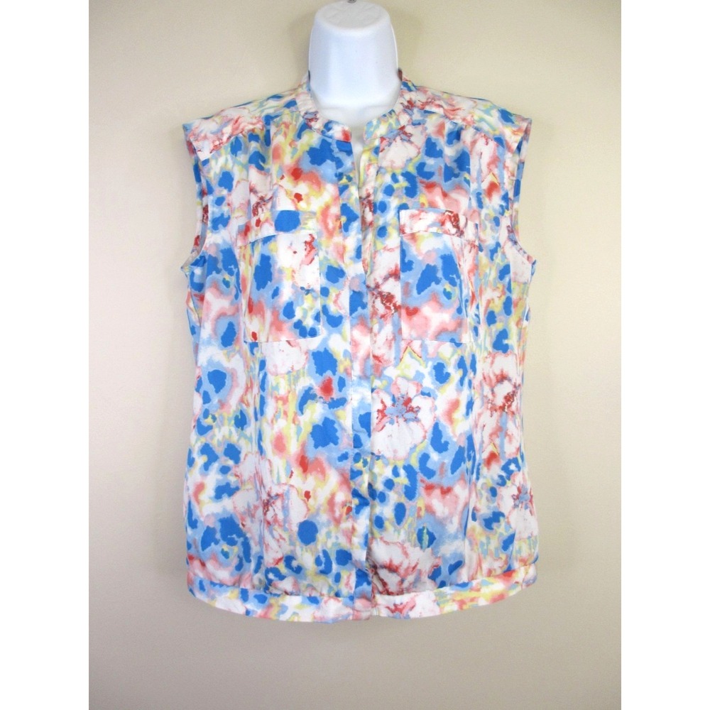 Violet Claire Art To Wear Top Large Watercolor Coastal Career Sleeveless Layer